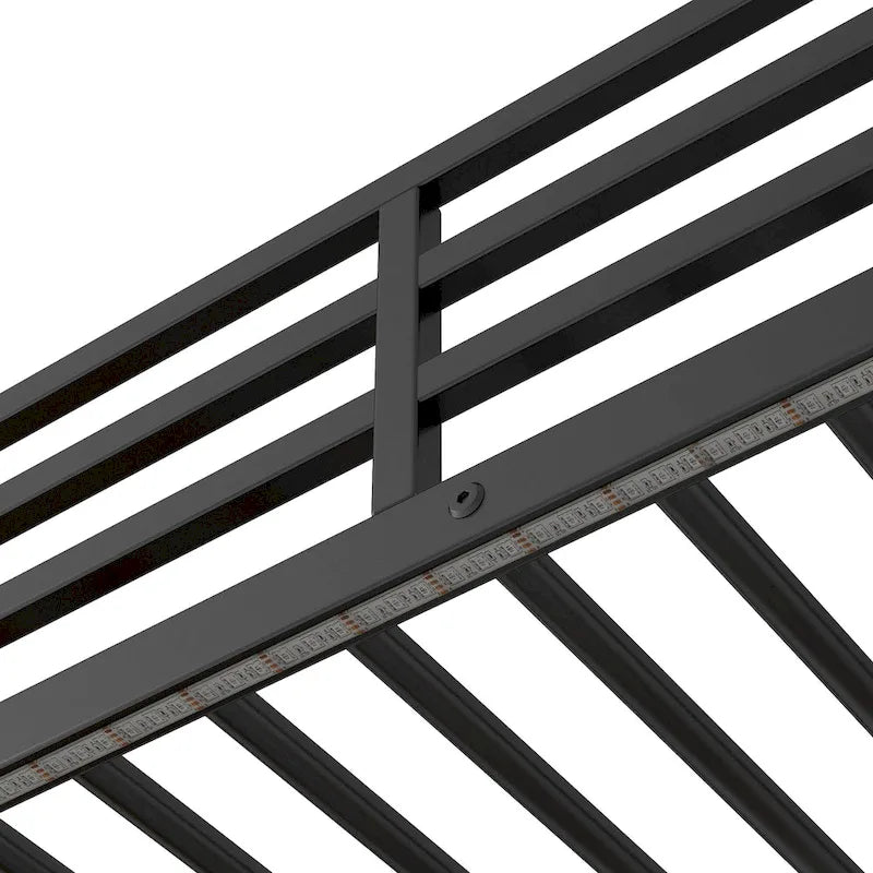 Lit mezzanine une place en métal et bois avec bureau et étagères