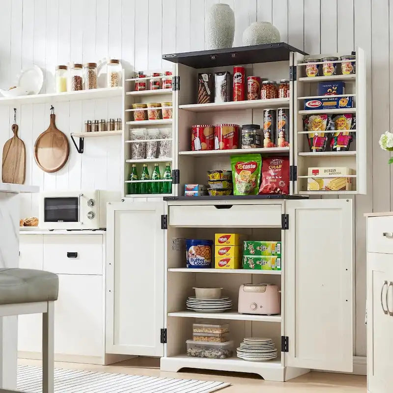 72 Garde-manger de cuisine de style campagnard, armoire de rangement avec portes coulissantes de grange - N/A