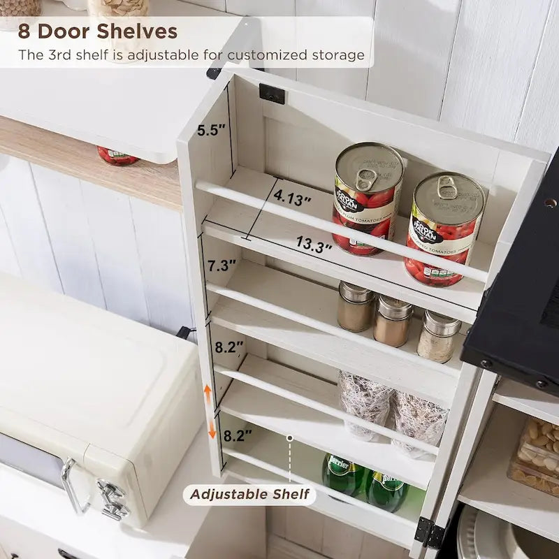 72 Garde-manger de cuisine de style campagnard, armoire de rangement avec portes coulissantes de grange - N/A