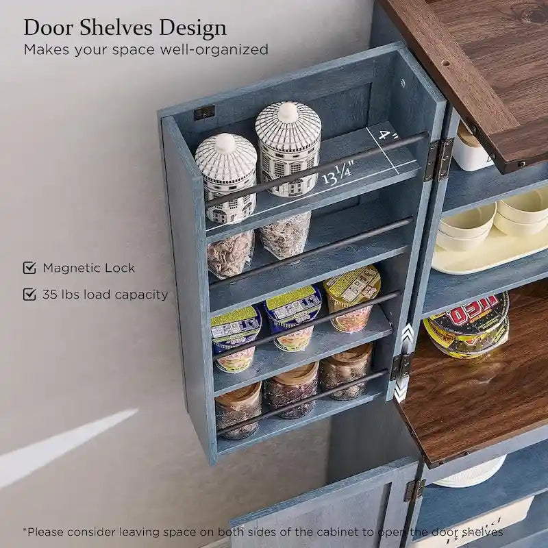 72 Garde-manger de cuisine de style campagnard, armoire de rangement avec portes coulissantes de grange - N/A