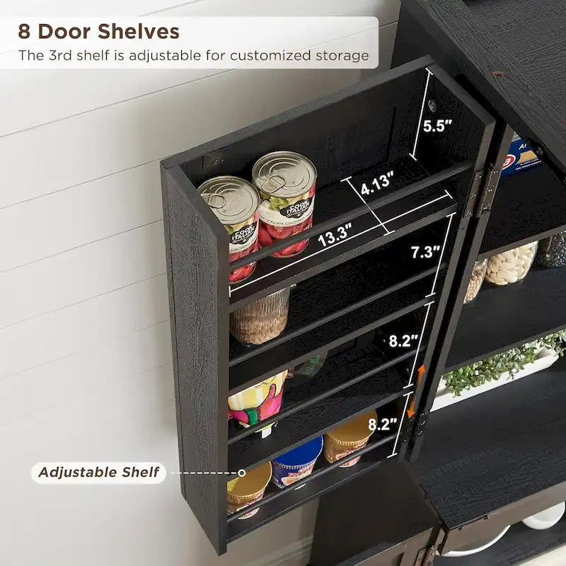 72 Garde-manger de cuisine de style campagnard, armoire de rangement avec portes coulissantes de grange - N/A