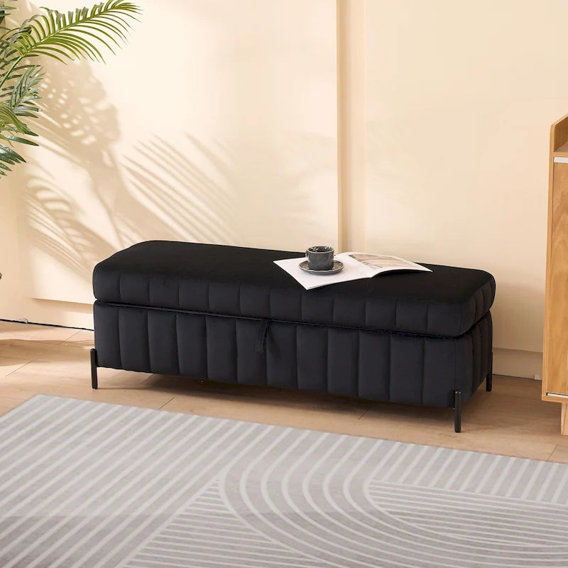 Banc de rangement en velours