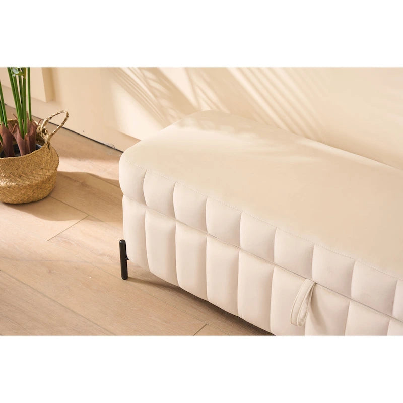 Banc de rangement en velours