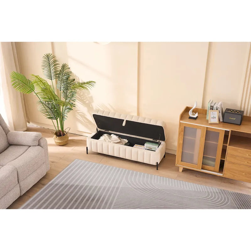 Banc de rangement en velours
