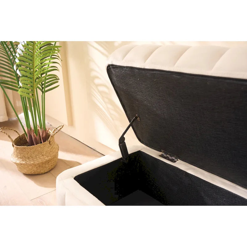 Banc de rangement en velours