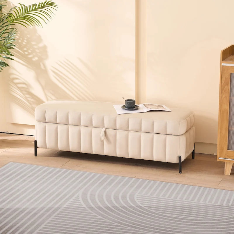 Banc de rangement en velours