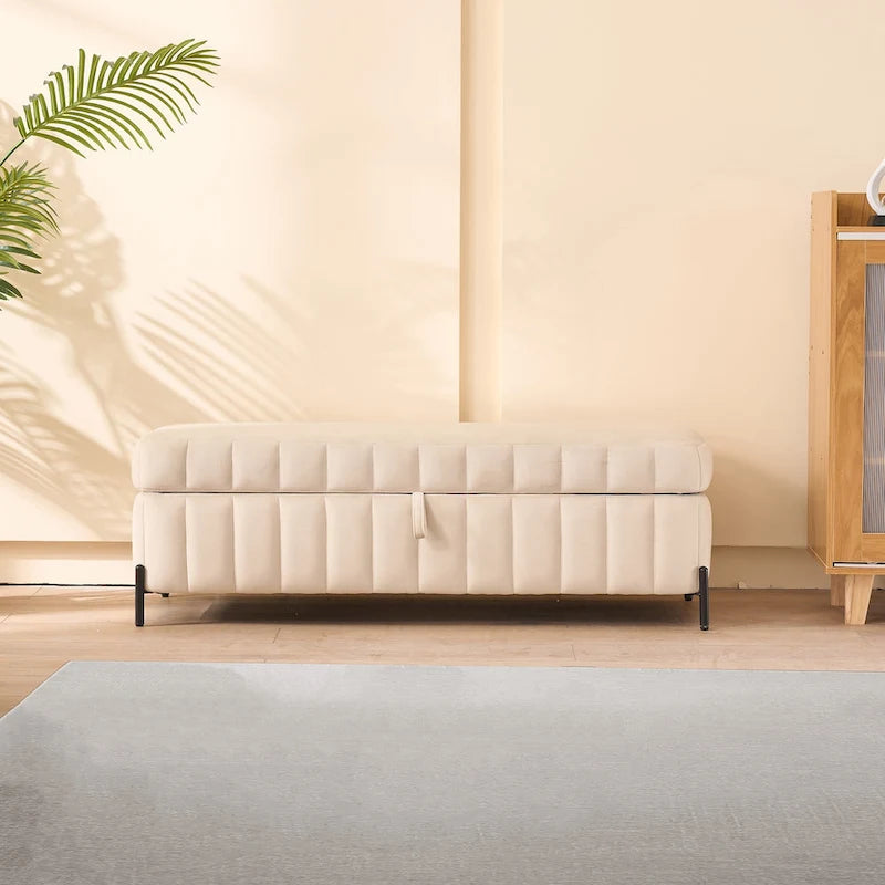 Banc de rangement en velours