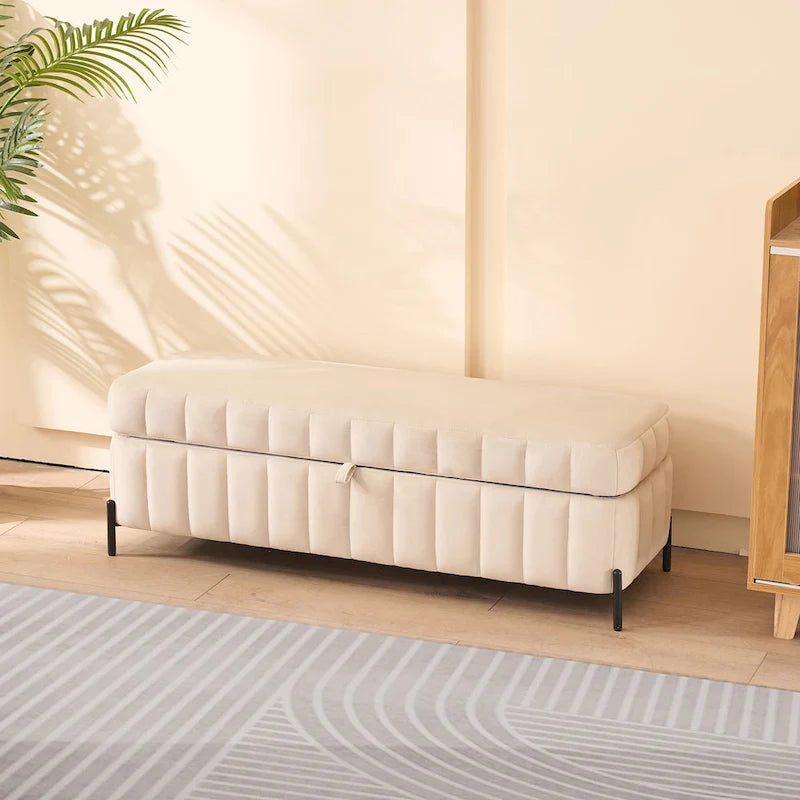 Banc de rangement en velours