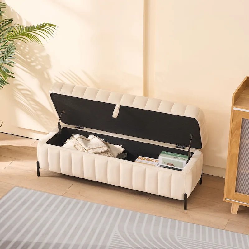 Banc de rangement en velours