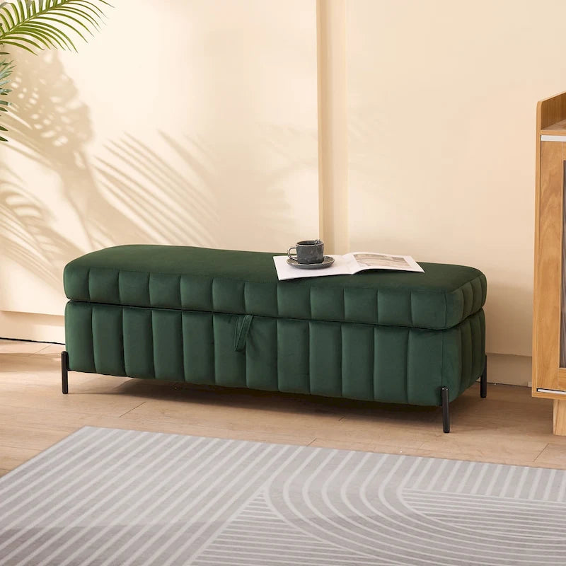 Banc de rangement en velours