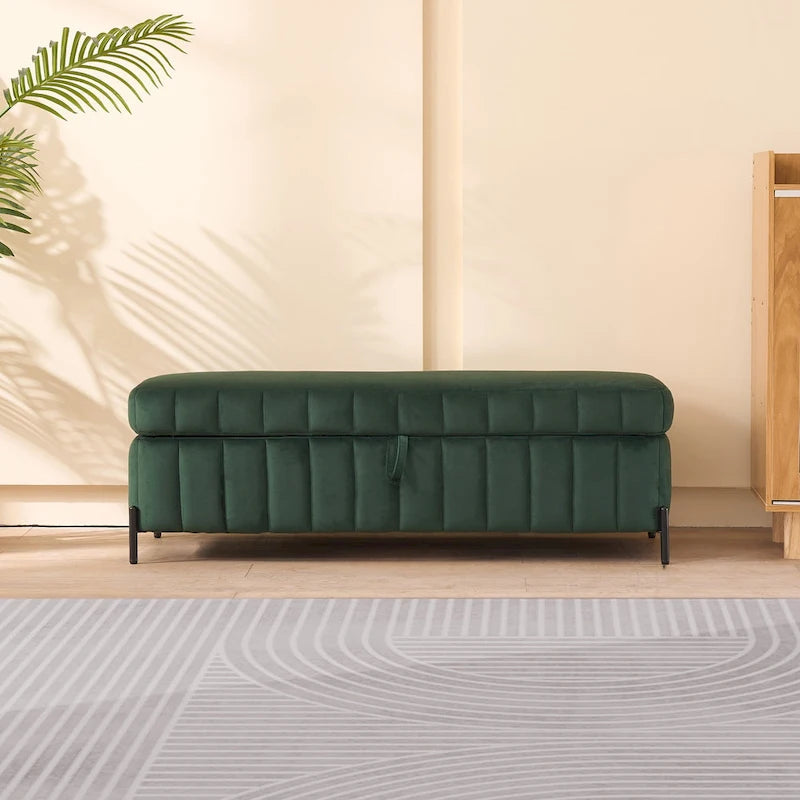 Banc de rangement en velours