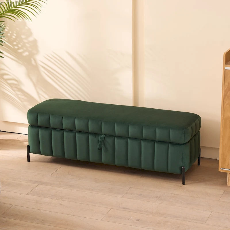 Banc de rangement en velours