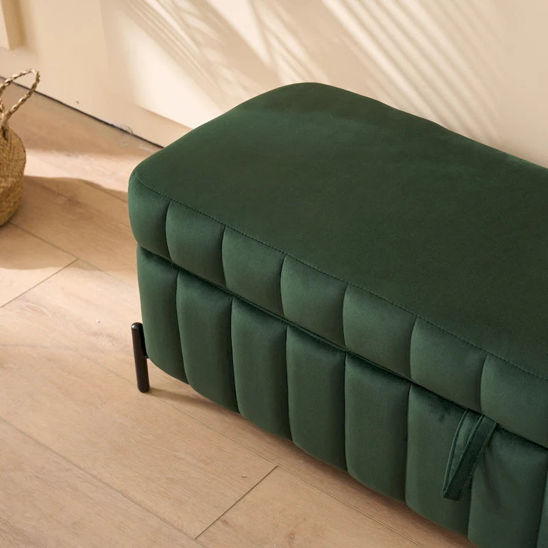 Banc de rangement en velours