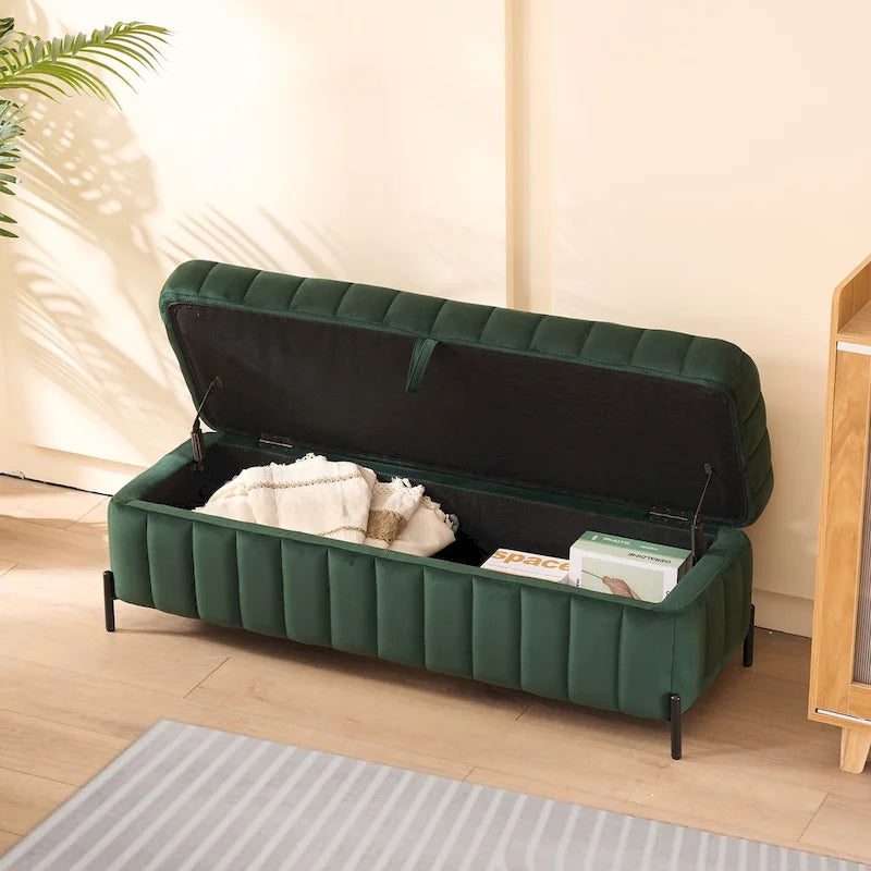 Banc de rangement en velours