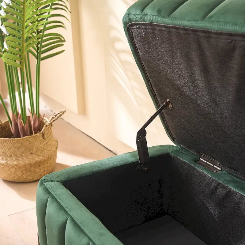 Banc de rangement en velours