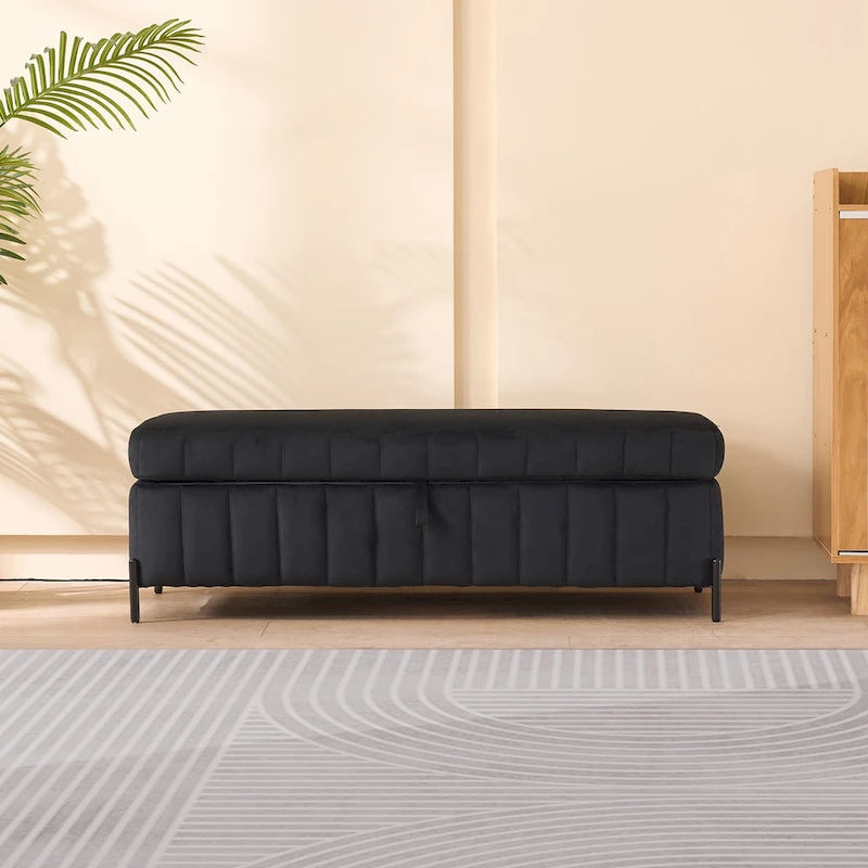 Banc de rangement en velours