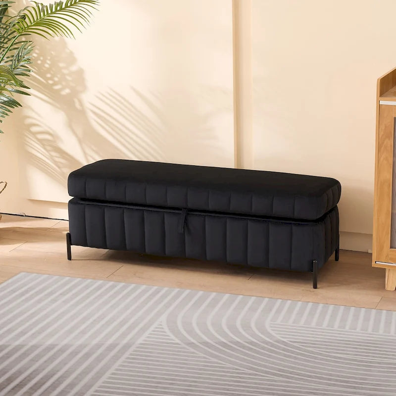 Banc de rangement en velours