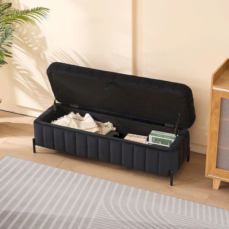 Banc de rangement en velours