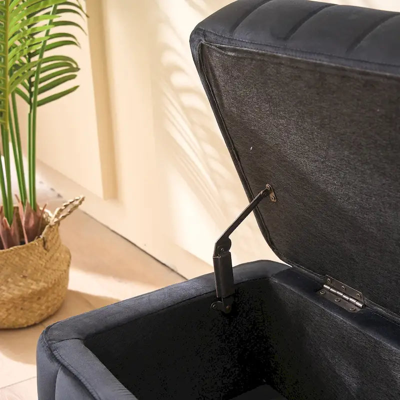 Banc de rangement en velours