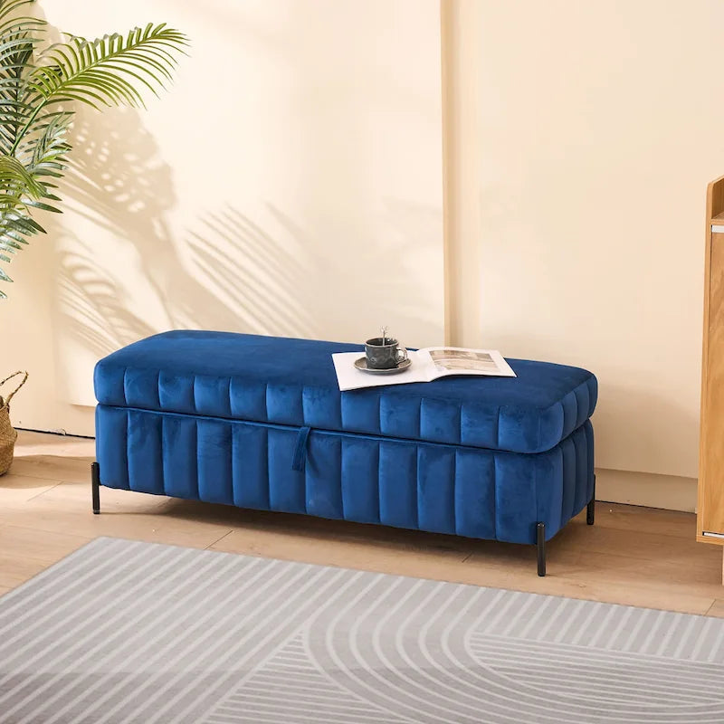 Banc de rangement en velours