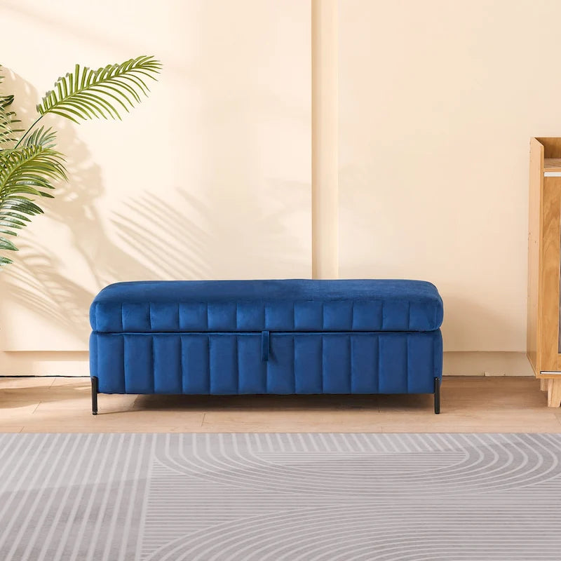 Banc de rangement en velours