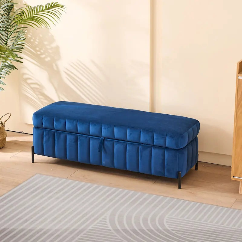 Banc de rangement en velours
