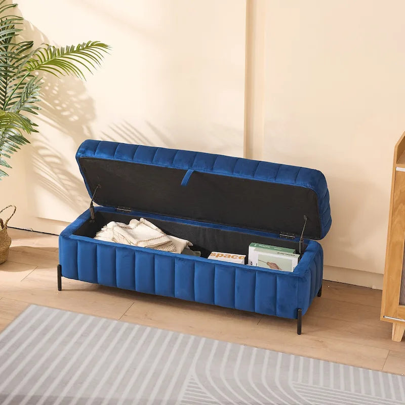 Banc de rangement en velours