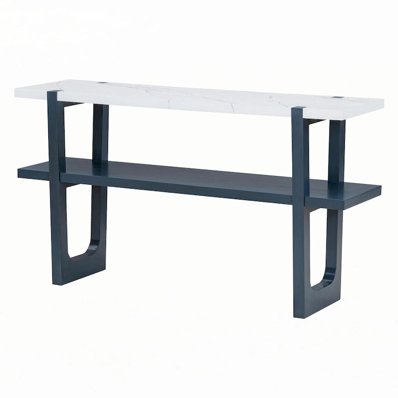 Console étroite avec plateau effet marbre