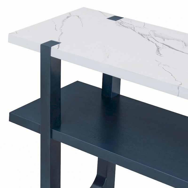Console étroite avec plateau effet marbre