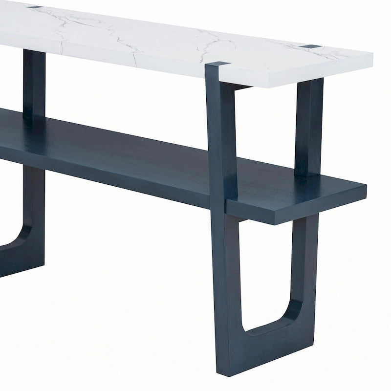 Console étroite avec plateau effet marbre