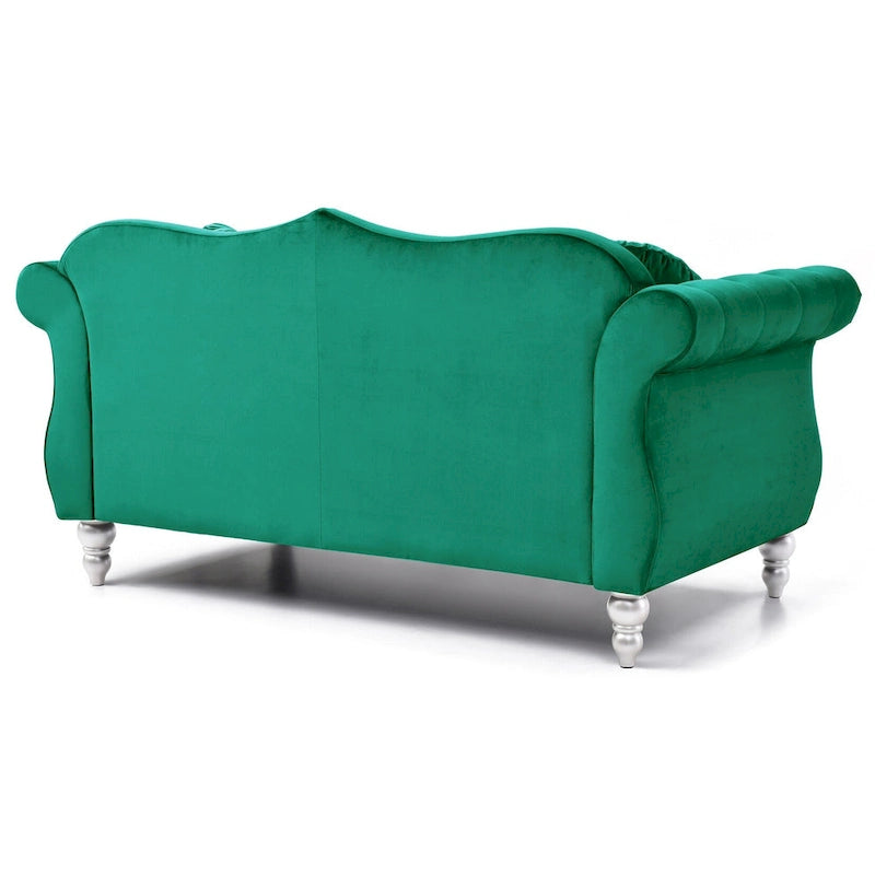 Canapé deux places en velours avec 2 coussins décoratifs - 68 L x 35 l x 34 H