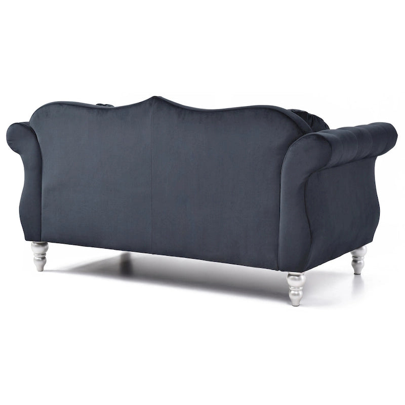 Canapé deux places en velours avec 2 coussins décoratifs - 68 L x 35 l x 34 H