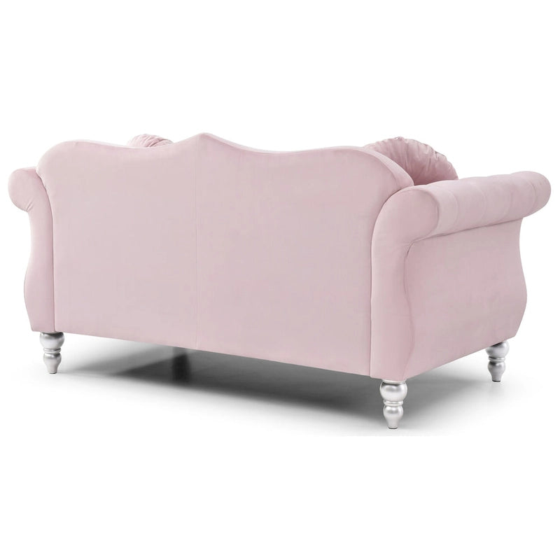Canapé deux places en velours avec 2 coussins décoratifs - 68 L x 35 l x 34 H