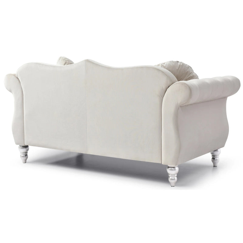Canapé deux places en velours avec 2 coussins décoratifs - 68 L x 35 l x 34 H