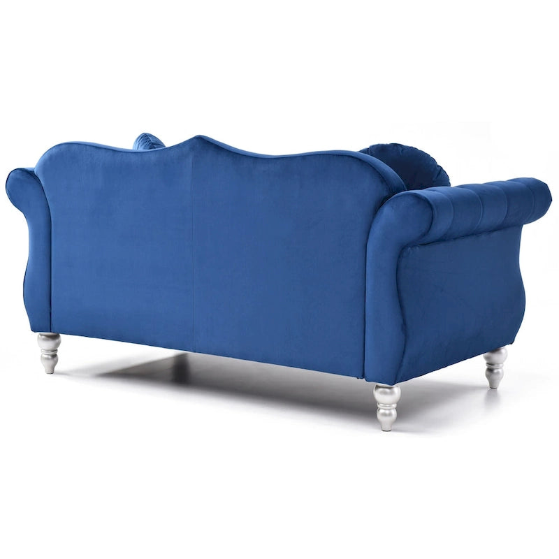 Canapé deux places en velours avec 2 coussins décoratifs - 68 L x 35 l x 34 H