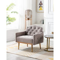 Fauteuil d'appoint capitonné en tissu avec pieds couleur or rose