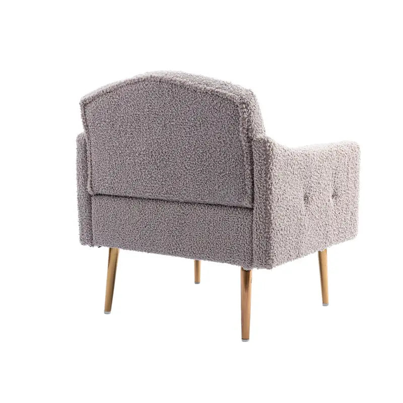 Fauteuil d'appoint capitonné en tissu avec pieds couleur or rose