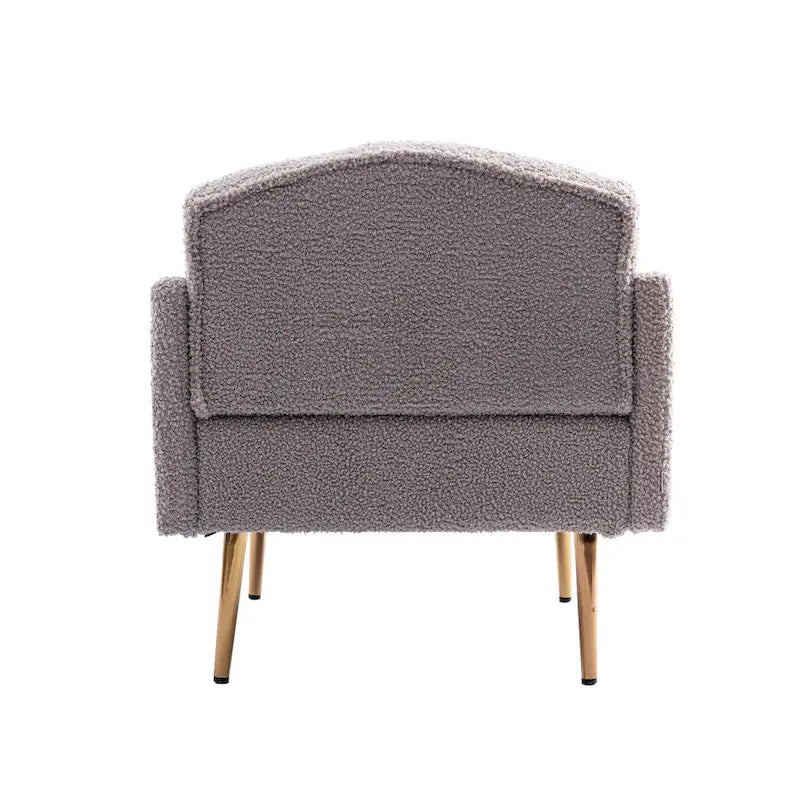 Fauteuil d'appoint capitonné en tissu avec pieds couleur or rose