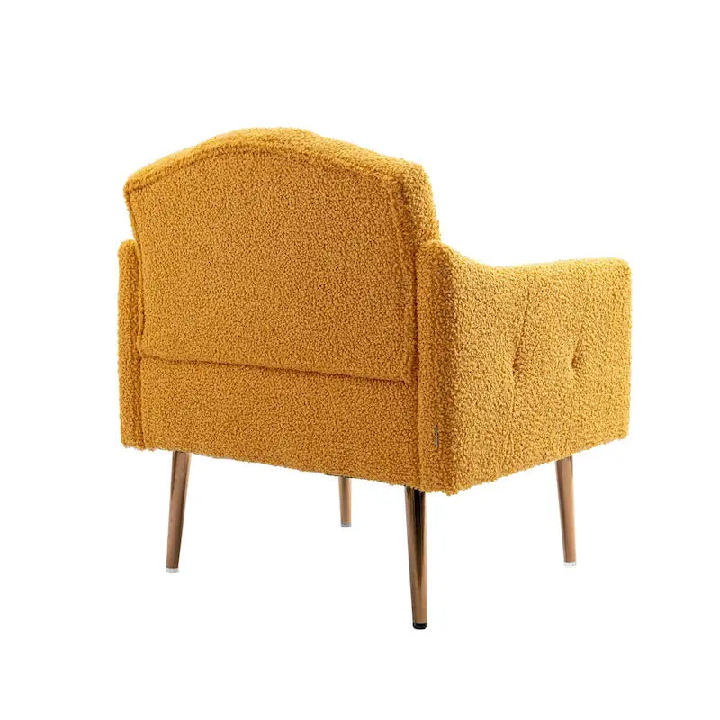 Fauteuil d'appoint capitonné en tissu avec pieds couleur or rose