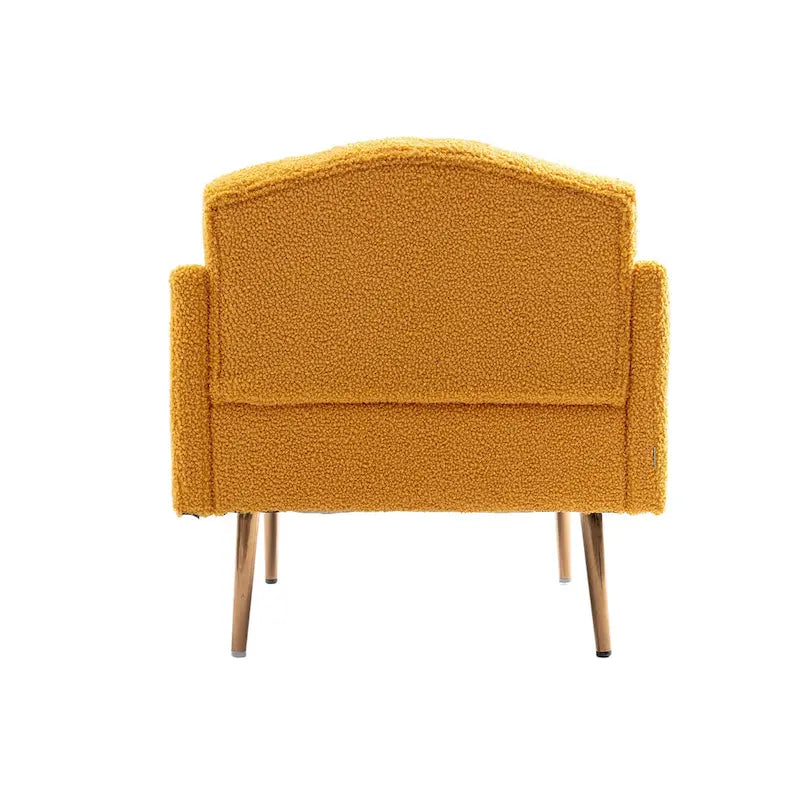 Fauteuil d'appoint capitonné en tissu avec pieds couleur or rose
