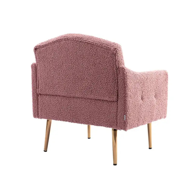 Fauteuil d'appoint capitonné en tissu avec pieds couleur or rose