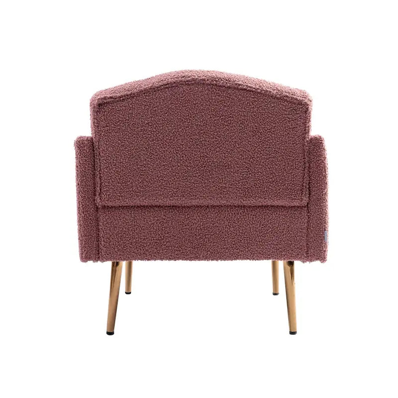Fauteuil d'appoint capitonné en tissu avec pieds couleur or rose