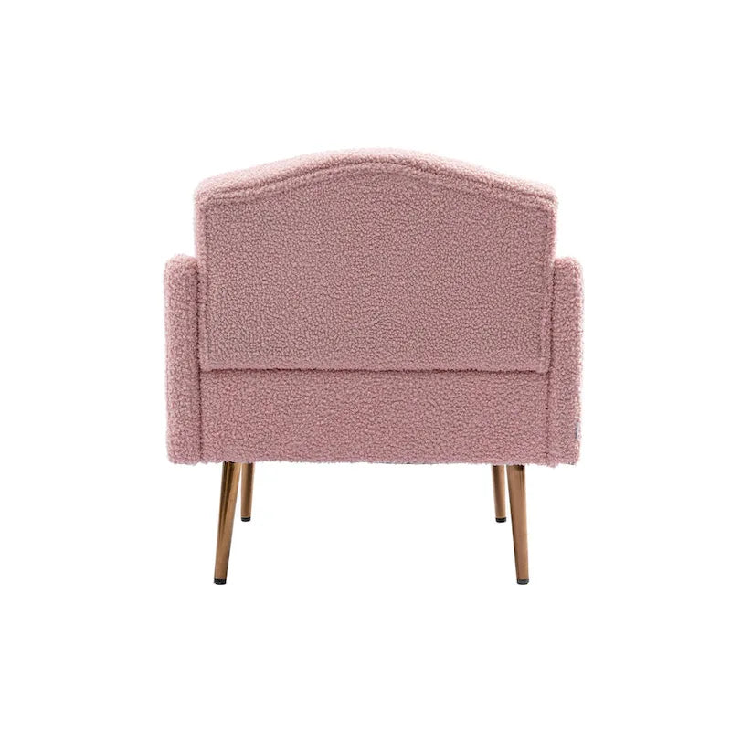 Fauteuil d'appoint capitonné en tissu avec pieds couleur or rose