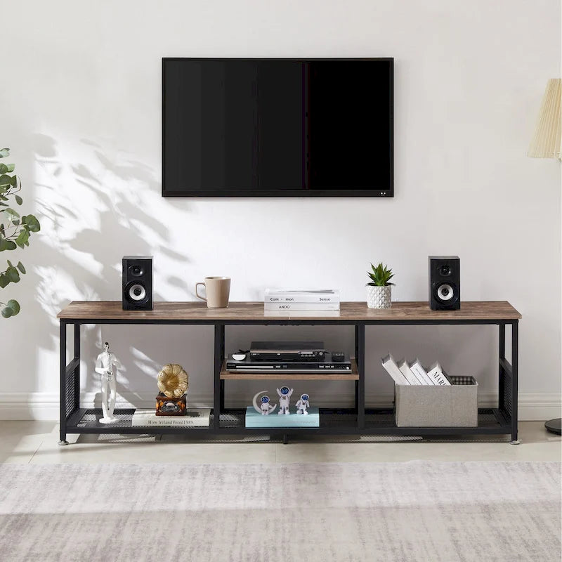 Meuble TV style industriel console multimédia table de divertissement