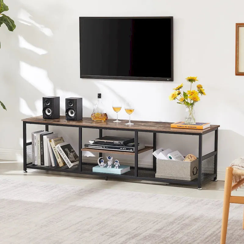 Meuble TV style industriel console multimédia table de divertissement