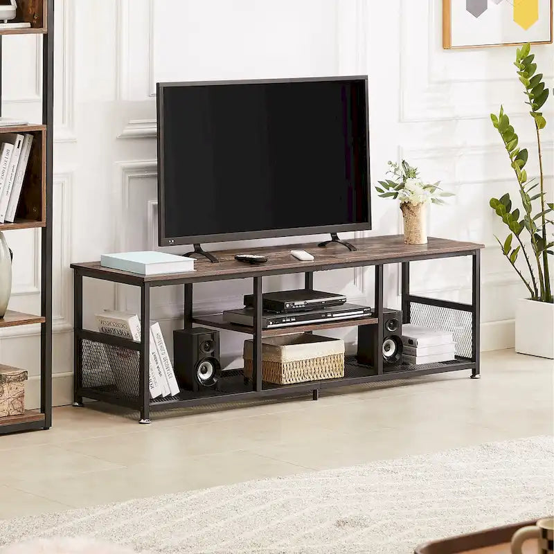 Meuble TV style industriel console multimédia table de divertissement