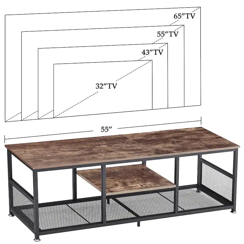 Meuble TV style industriel console multimédia table de divertissement