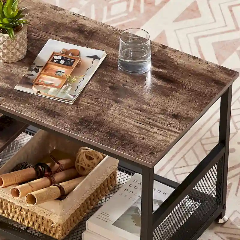 Meuble TV style industriel console multimédia table de divertissement