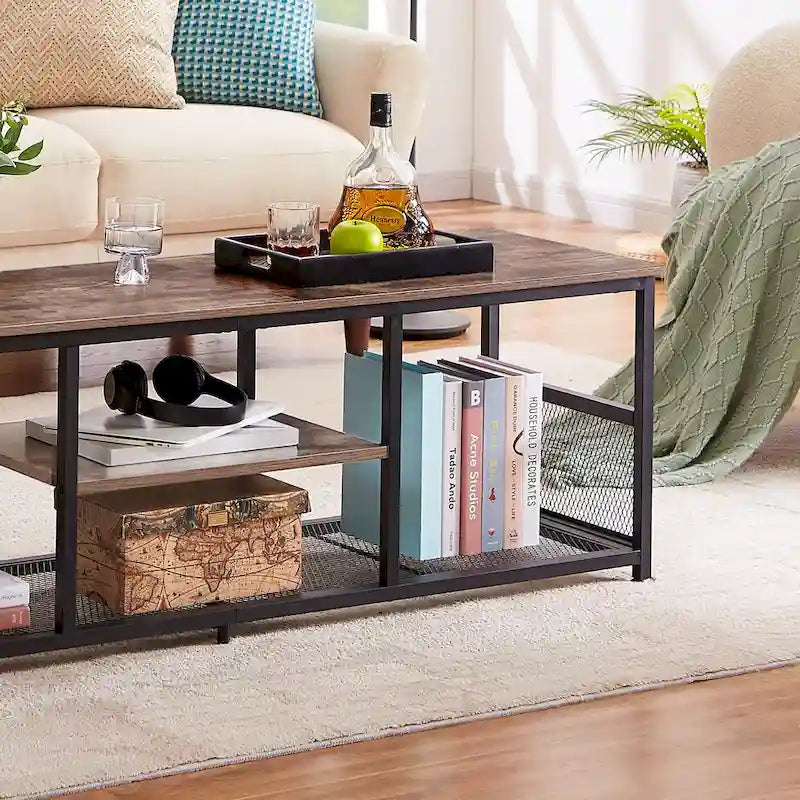 Meuble TV style industriel console multimédia table de divertissement