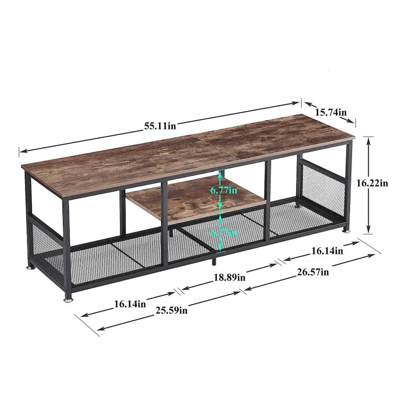 Meuble TV style industriel console multimédia table de divertissement